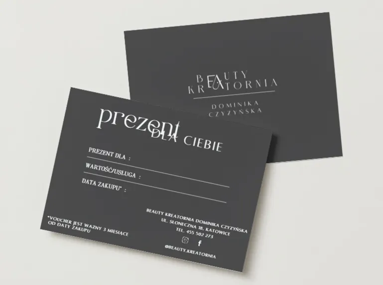 Voucher na usługi kosmetologiczne Beauty Kreatornia – czarny
