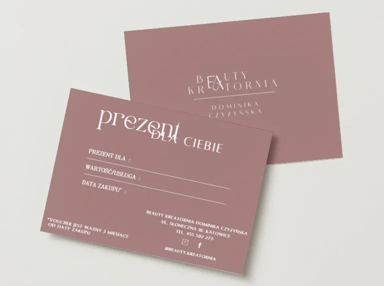 Voucher na usługi kosmetologiczne Beauty Kreatornia – różowy